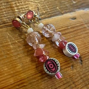 Handmade evil eye earrings with Murano style glass beads